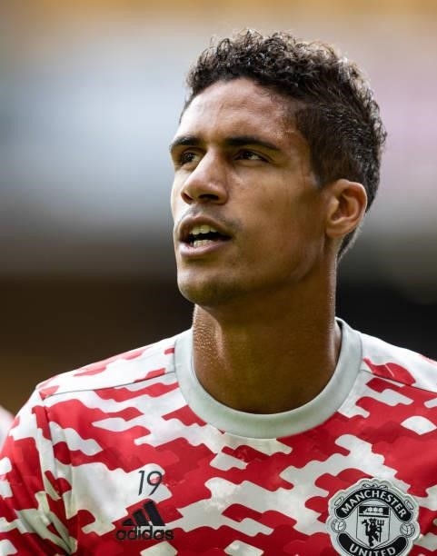 Manchester United's Raphael Varane warming up before the match during the Premier League match between Wolverhampton Wanderers and Manchester United...