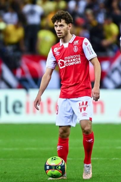 Mitchell VAN BERGEN of Reims during the Ligue 1 Uber Eats match between Reims and Paris Saint Germain at Stade Auguste Delaune on August 29, 2021 in...