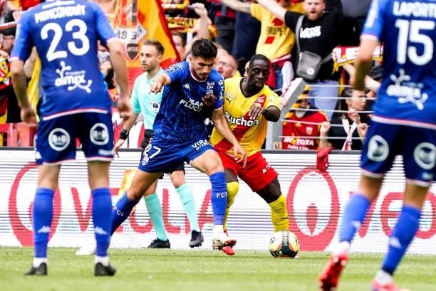 Adrian GRBIC of FC Lorient and Deiver MACHADO of RC Lens during the Ligue 1 Uber Eats match between Lens and Lorient at Stade Bollaert-Delelis on...