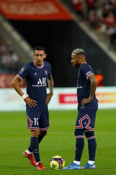 During the French championship Ligue 1 football match between Stade de Reims and Paris Saint-Germain on August 29, 2021 at Auguste Delaune stadium in...