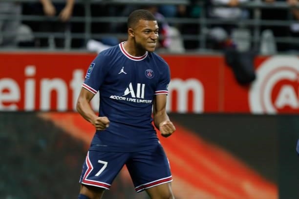Kylian Mbappe during the French championship Ligue 1 football match between Stade de Reims and Paris Saint-Germain on August 29, 2021 at Auguste...