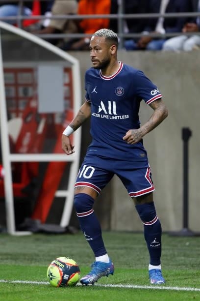 Neymar during the French championship Ligue 1 football match between Stade de Reims and Paris Saint-Germain on August 29, 2021 at Auguste Delaune...