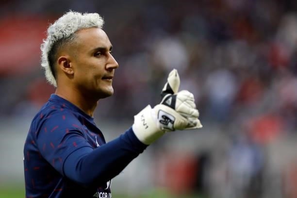 Keylor Navas during the French championship Ligue 1 football match between Stade de Reims and Paris Saint-Germain on August 29, 2021 at Auguste...