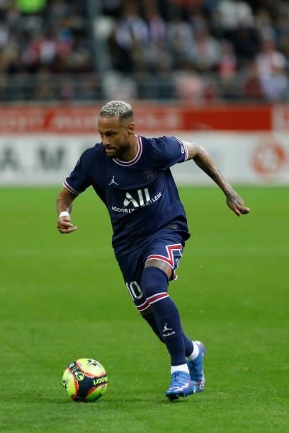 Neymar during the French championship Ligue 1 football match between Stade de Reims and Paris Saint-Germain on August 29, 2021 at Auguste Delaune...