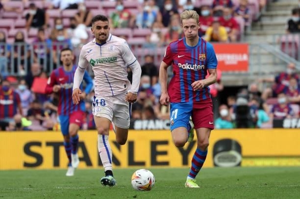 Mauro Arambarri and Frenkie de Jong during the match between FC Barcelona and Getafe CF, corresponding to the week 3 of the Liga Santander, played at...