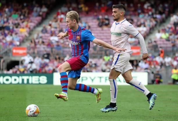 Mauro Arambarri and Frenkie de Jong during the match between FC Barcelona and Getafe CF, corresponding to the week 3 of the Liga Santander, played at...