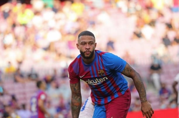 Memphis Depay during the match between FC Barcelona and Getafe CF, corresponding to the week 3 of the Liga Santander, played at the Camp Nou Stadium,...
