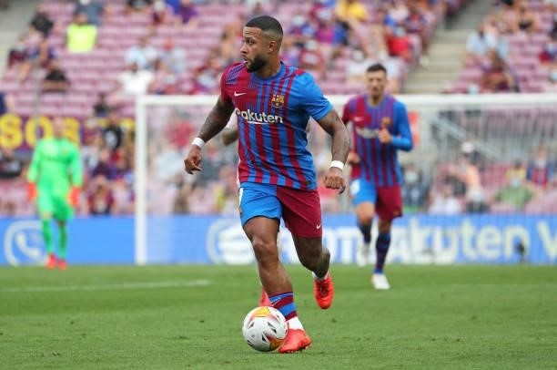 Memphis Depay during the match between FC Barcelona and Getafe CF, corresponding to the week 3 of the Liga Santander, played at the Camp Nou Stadium,...