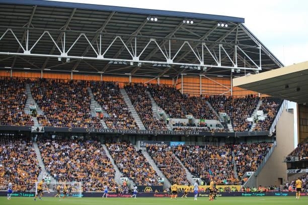 General view during the Premier League match between Wolverhampton Wanderers and Manchester United at Molineux on August 29, 2021 in Wolverhampton,...
