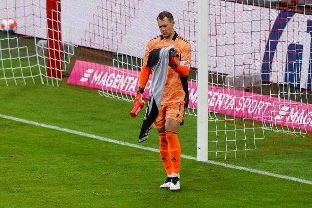 Goalkeeper Manuel Neuer of Bayern Muenchen looks on during the Bundesliga match between FC Bayern Muenchen and Hertha BSC at Allianz Arena on August...