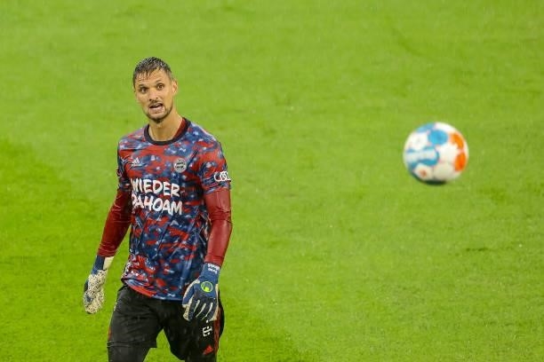 Goalkeeper Sven Ulreich of Bayern Muenchen looks on prior to the Bundesliga match between FC Bayern Muenchen and Hertha BSC at Allianz Arena on...