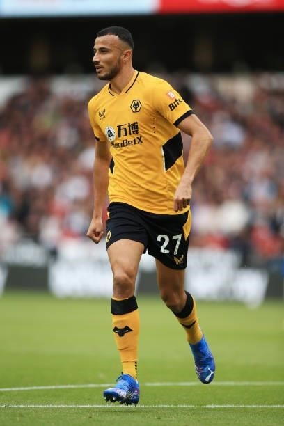 Romain Saiss of Wolverhampton Wanderers in action during the Premier League match between Wolverhampton Wanderers and Manchester United at Molineux...