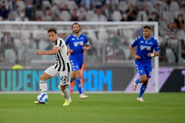 Juventus player Federico Chiesa during the Serie A match between Juventus and Empoli FC at Allianz Stadium on August 28, 2021 in Turin, .