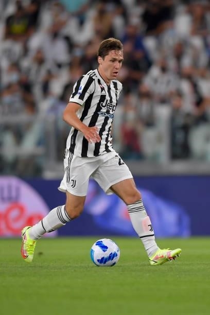 Juventus player Federico Chiesa during the Serie A match between Juventus and Empoli FC at Allianz Stadium on August 28, 2021 in Turin, .