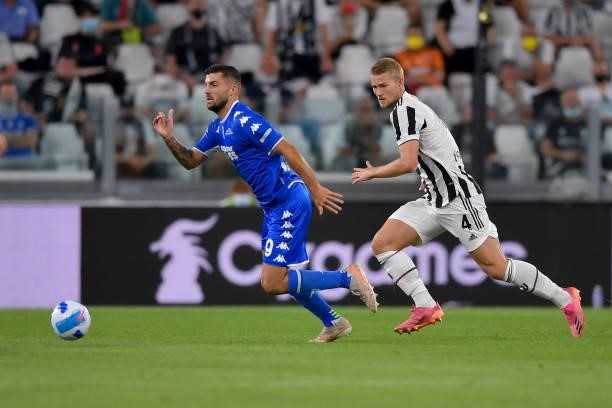 Juventus player Matthijs de Ligt and Empoli player Patrick Cutrone during the Serie A match between Juventus and Empoli FC at Allianz Stadium on...
