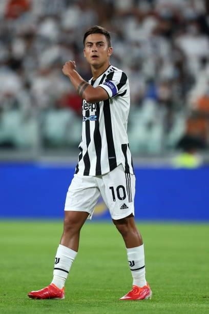 Paulo Dybala of Juventus FC gestures during the Serie A match between Juventus and Empoli FC at Allianz Stadium on August 28, 2021 in Turin, Italy.
