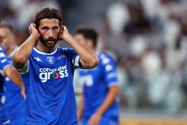 Leonardo Mancuso of Empoli FC look on during the Serie A match between Juventus and Empoli FC at Allianz Stadium on August 28, 2021 in Turin, Italy.