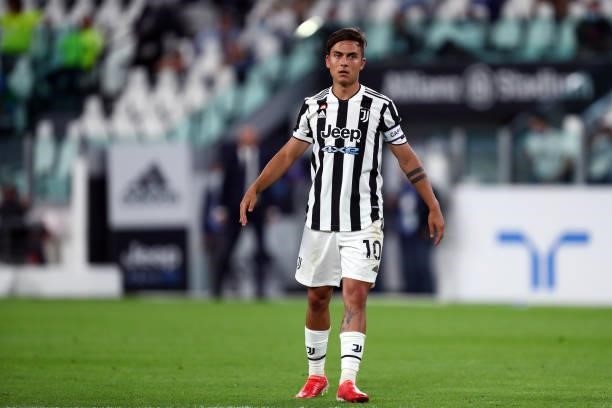 Paulo Dybala of Juventus FC look on during the Serie A match between Juventus and Empoli FC at Allianz Stadium on August 28, 2021 in Turin, Italy.