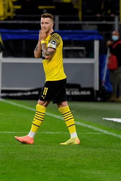 Marco Reus of Borussia Dortmund looks dejected during the Bundesliga match between Borussia Dortmund and TSG Hoffenheim at Signal Iduna Park on...