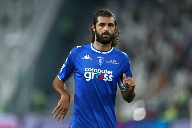 Sebastiano Luperto of Empoli FC look on during the Serie A match between Juventus and Empoli FC at Allianz Stadium on August 28, 2021 in Turin, Italy.