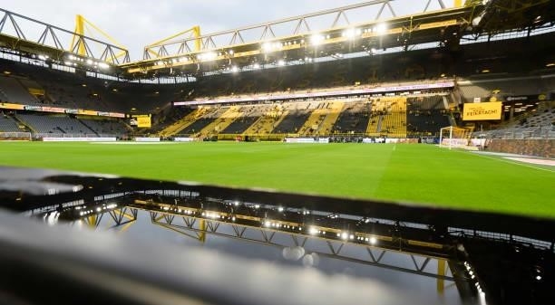 General view inside the stadium prior to the Bundesliga match between Borussia Dortmund and TSG Hoffenheim at Signal Iduna Park on August 28, 2021 in...
