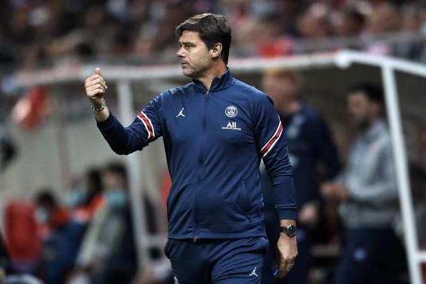 Mauricio Pochettino head coach of PSGduring the Ligue 1 Uber Eats match between Reims and Paris Saint Germain at Stade Auguste Delaune on August 29,...