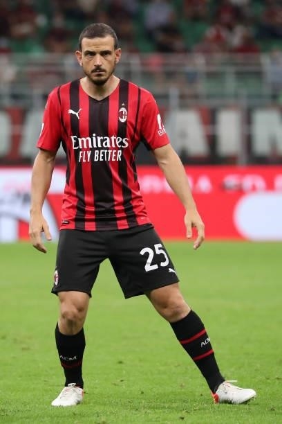 Alessandro Florenzi of AC Milan looks on during the Serie A match between AC Milan and Cagliari Calcio at Stadio Giuseppe Meazza on August 29, 2021...
