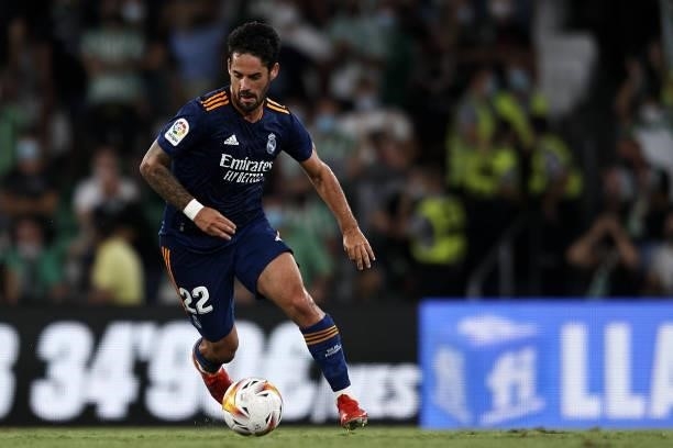 Isco Alarcon of Real Madrid in action during the La Liga Santader match between Real Betis and Real Madrid CF at Estadio Benito Villamarin on August...