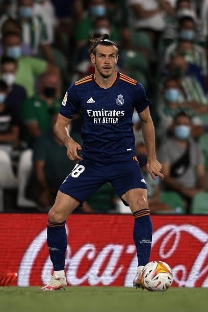 Gareth Bale of Real Madrid in action during the La Liga Santader match between Real Betis and Real Madrid CF at Estadio Benito Villamarin on August...