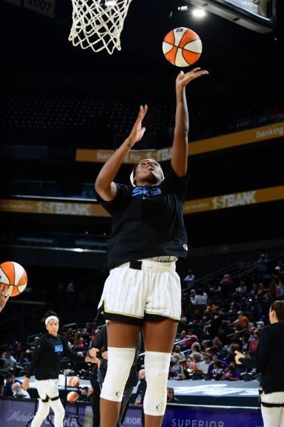Ruthy Hebard of the Chicago Sky shoots the ball before the game against the Phoenix Mercury on August 31, 2021 at the Footprint Center in Phoenix,...