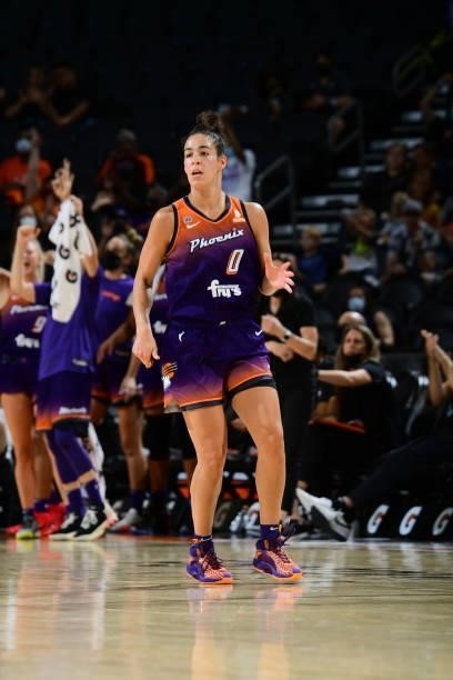 Kia Nurse of the Phoenix Mercury looks on during the game against the Chicago Sky on August 31, 2021 at the Footprint Center in Phoenix, Arizona....
