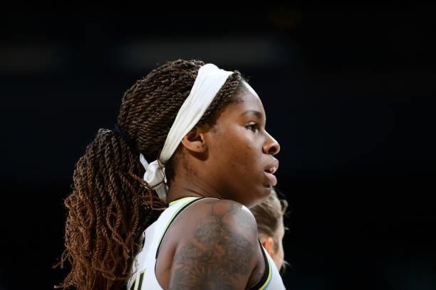 Close-up of Ruthy Hebard of the Chicago Sky during the game against the Phoenix Mercury on August 31, 2021 at the Footprint Center in Phoenix,...