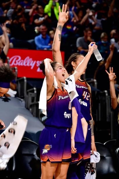 Kia Nurse of the Phoenix Mercury reacts to a play during the game against the Chicago Sky on August 31, 2021 at Footprint Center in Phoenix, Arizona....