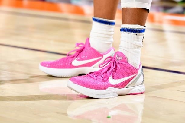 The sneakers worn by Diamond DeShields of the Chicago Sky during the game against the Phoenix Mercury on August 31, 2021 at Footprint Center in...