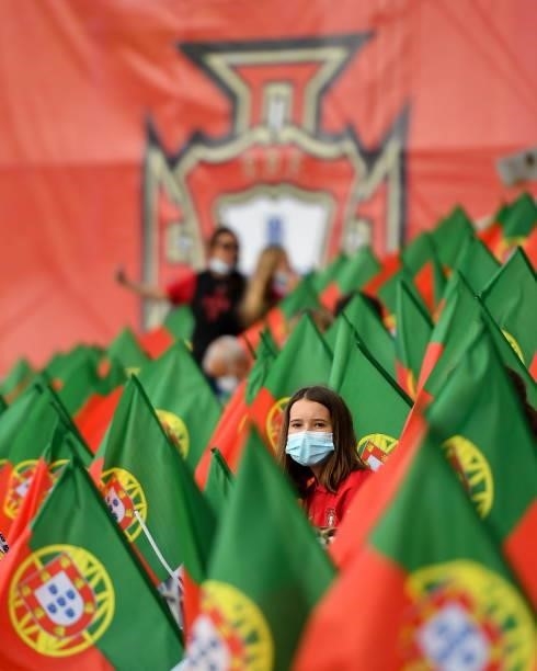 Faro , Portugal - 1 September 2021; A Portugal supporter before the FIFA World Cup 2022 qualifying group A match between Portugal and Republic of...