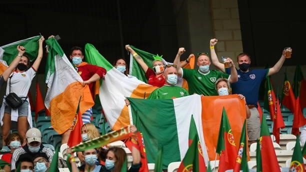 Faro , Portugal - 1 September 2021; Republic of Ireland supporters before the FIFA World Cup 2022 qualifying group A match between Portugal and...