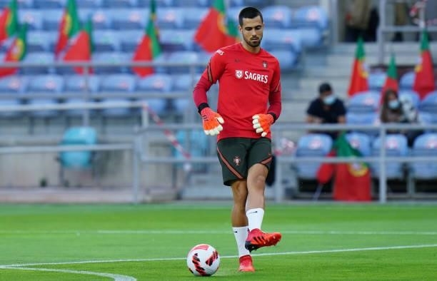 Diogo Costa of FC Porto and Portugal in action during warm up before the start of the World Cup 2022 Qualifier match between Portugal and Republic of...