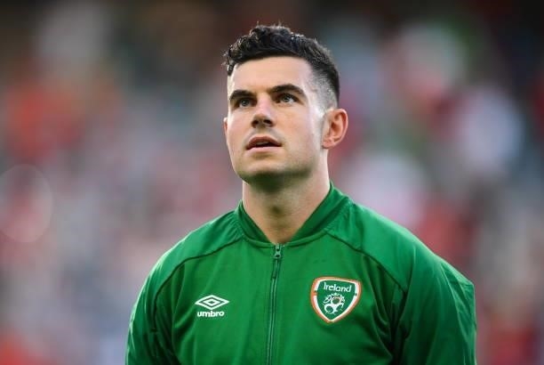 Faro , Portugal - 1 September 2021; John Egan of Republic of Ireland before the FIFA World Cup 2022 qualifying group A match between Portugal and...