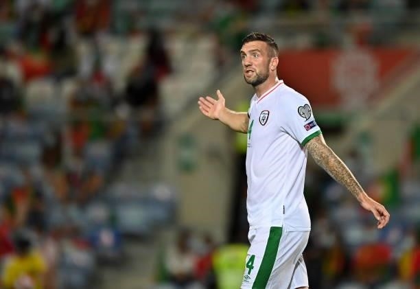 Faro , Portugal - 1 September 2021; Shane Duffy of Republic of Ireland during the FIFA World Cup 2022 qualifying group A match between Portugal and...