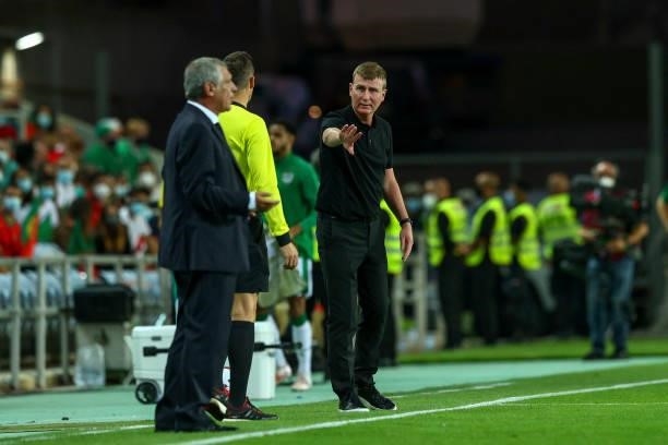 Head coach Stephen Kenny of Republic of Ireland gestures during the 2022 FIFA World Cup Qualifier match between Portugal and Republic of Ireland at...