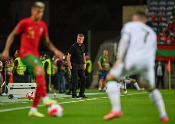 Faro , Portugal - 1 September 2021; Republic of Ireland manager Stephen Kenny during the FIFA World Cup 2022 qualifying group A match between...