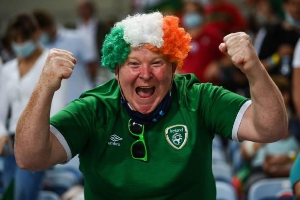 Faro , Portugal - 1 September 2021; Republic of Ireland supporter Paddy Hegarty during the FIFA World Cup 2022 qualifying group A match between...