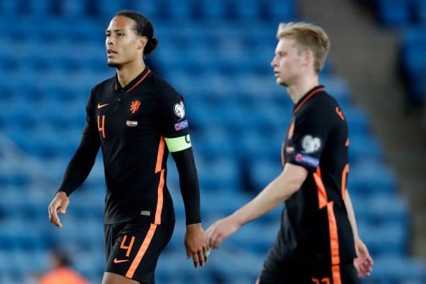 Virgil van Dijk of Holland, Frenkie de Jong of Holland during the World Cup Qualifier match between Norway v Holland at the Ullevaal Stadium on...