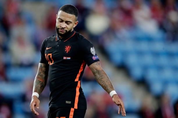 Memphis Depay of Holland during the World Cup Qualifier match between Norway v Holland at the Ullevaal Stadium on September 1, 2021 in Oslo Norway