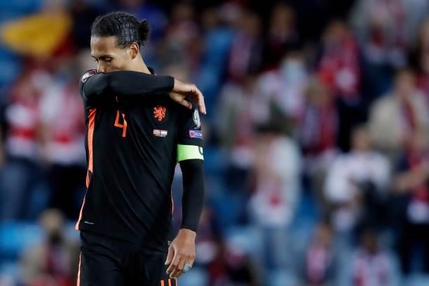Virgil van Dijk of Holland during the World Cup Qualifier match between Norway v Holland at the Ullevaal Stadium on September 1, 2021 in Oslo Norway