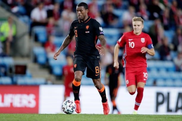 Georginio Wijnaldum of Holland during the World Cup Qualifier match between Norway v Holland at the Ullevaal Stadium on September 1, 2021 in Oslo...