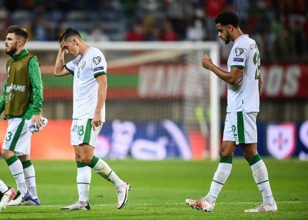 Faro , Portugal - 1 September 2021; Jamie McGrath of Republic of Ireland reacts after the FIFA World Cup 2022 qualifying group A match between...