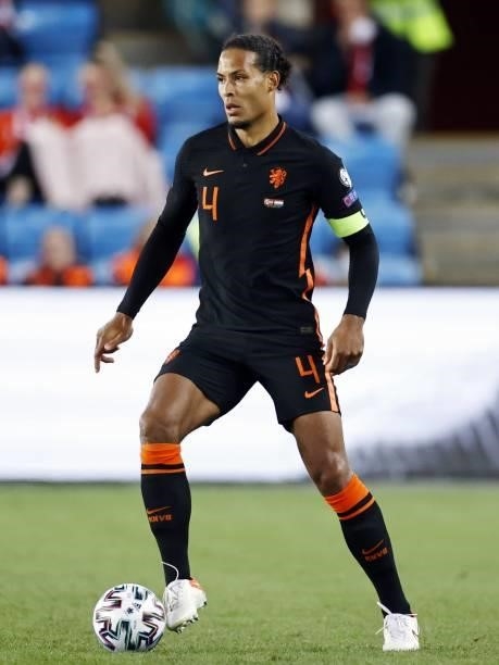 Virgil van Dijk of Holland during the World Cup qualifier match between Norway and the Netherlands at Ullevaal Stadium on September 01, 2021 in Oslo,...