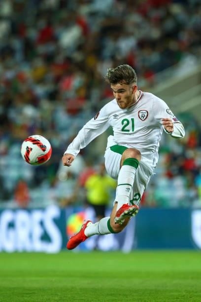 Aaron Connolly of Republic of Ireland and Brighton during the 2022 FIFA World Cup Qualifier match between Portugal and Republic of Ireland at Estadio...