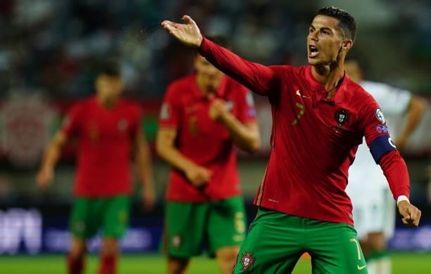 Cristiano Ronaldo of Manchester United and Portugal in action during the World Cup 2022 Qualifier match between Portugal and Republic of Ireland at...